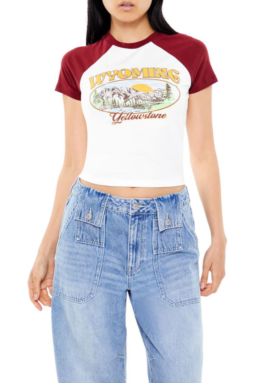 Wyoming Graphic Raglan Baby Tee FOREVER21