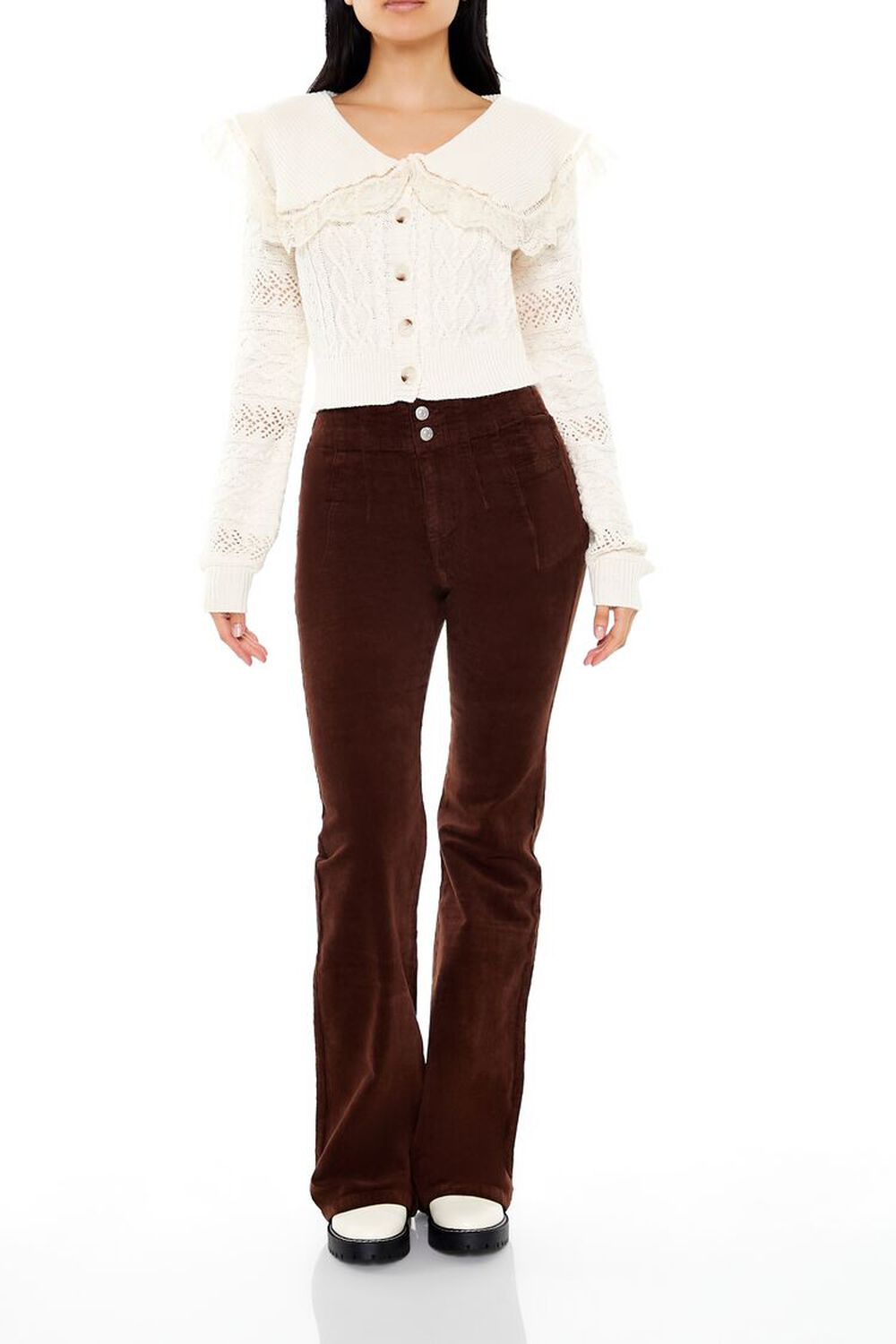 High-Rise Corduroy Flare Pants FOREVER21