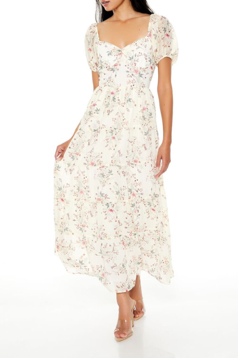 Floral Puff-Sleeve Maxi Dress FOREVER21