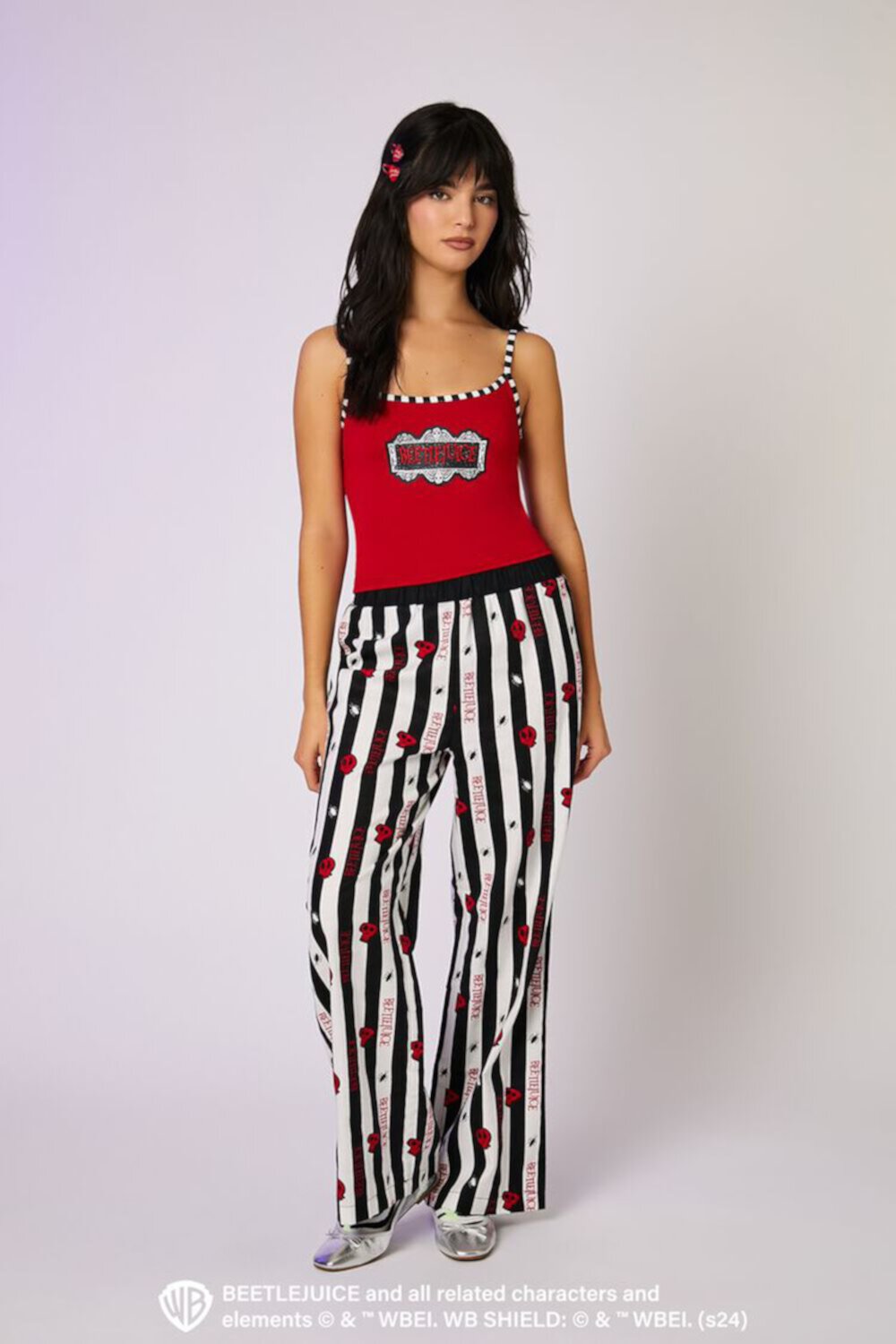 Пижамный комплект Beetlejuice: топ с принтом и узорные брюки Forever21