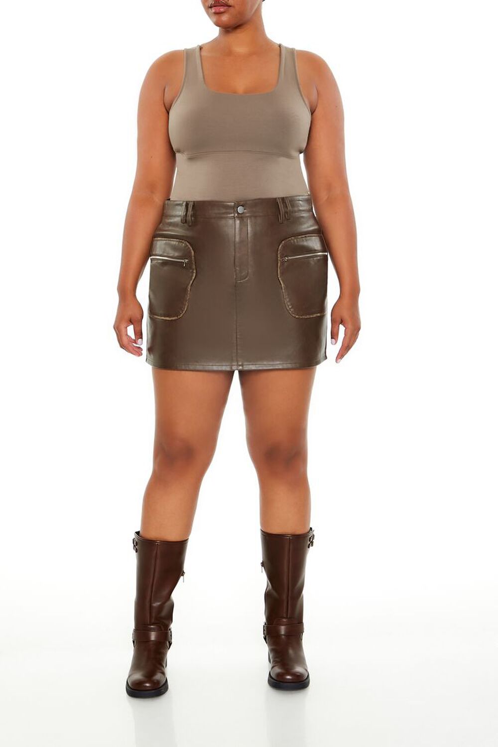 Plus Size Faux Leather Mini Skirt FOREVER21