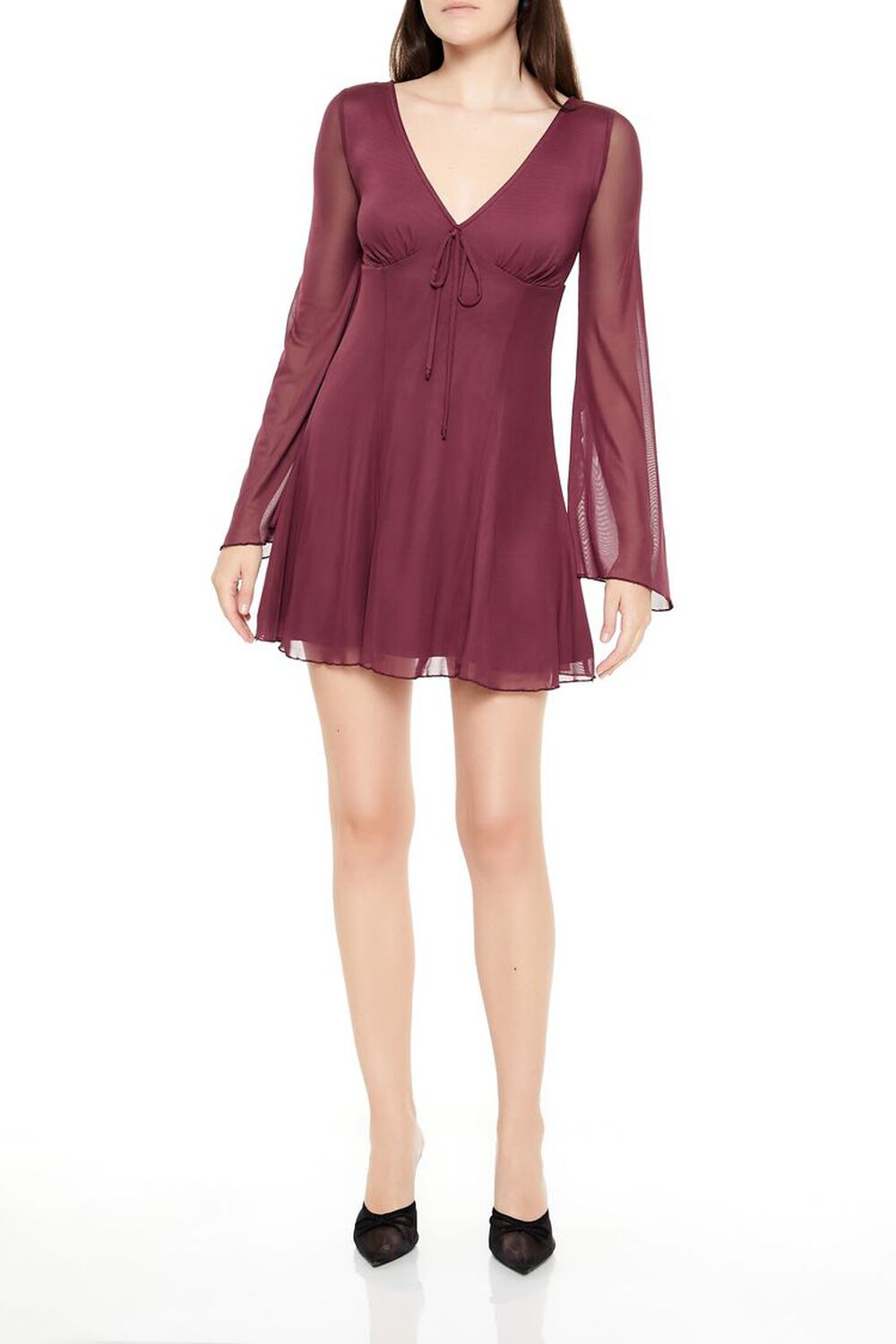 Mesh Bell-Sleeve Mini Dress FOREVER21