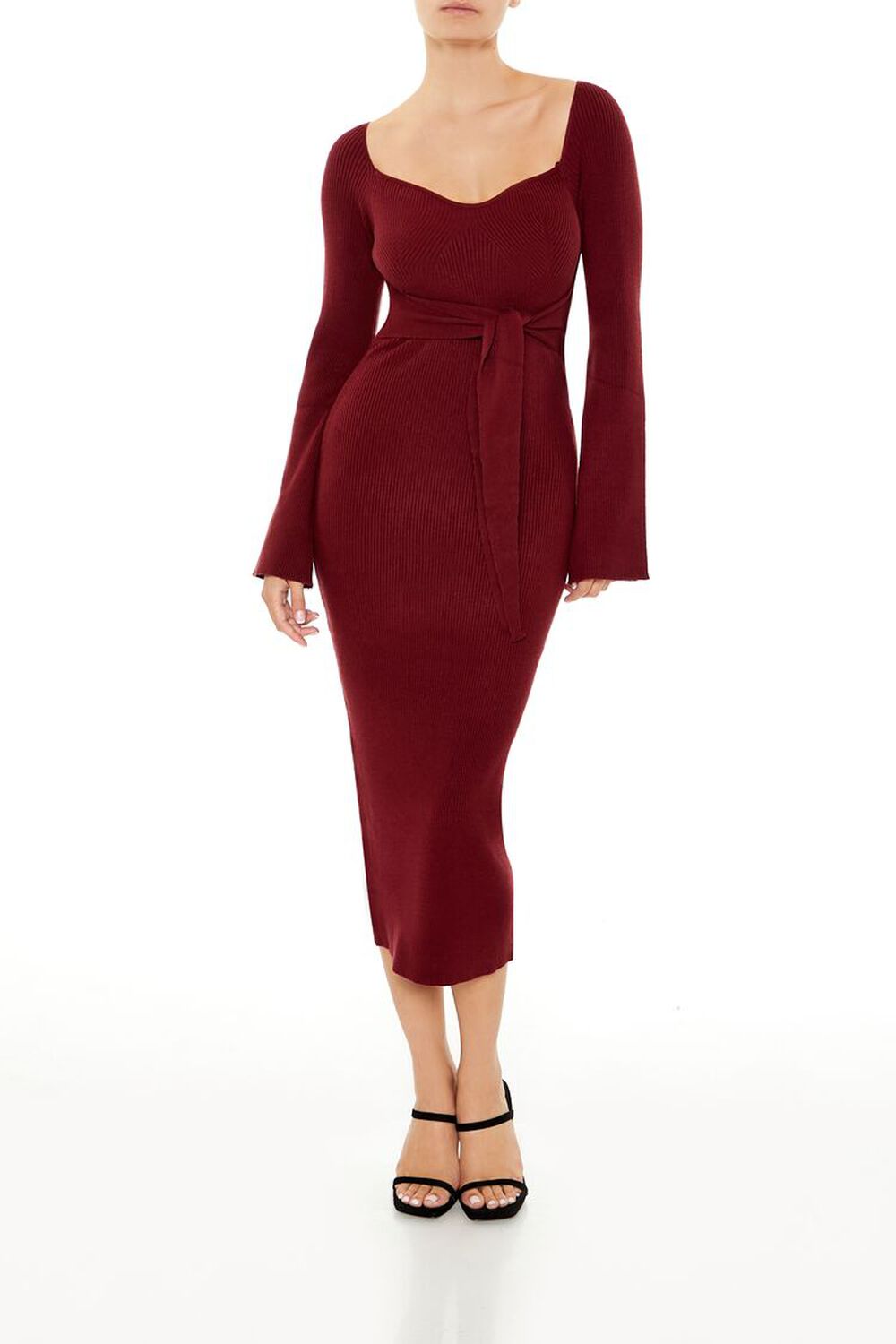 Tie-Waist Midi Sweater Dress FOREVER21