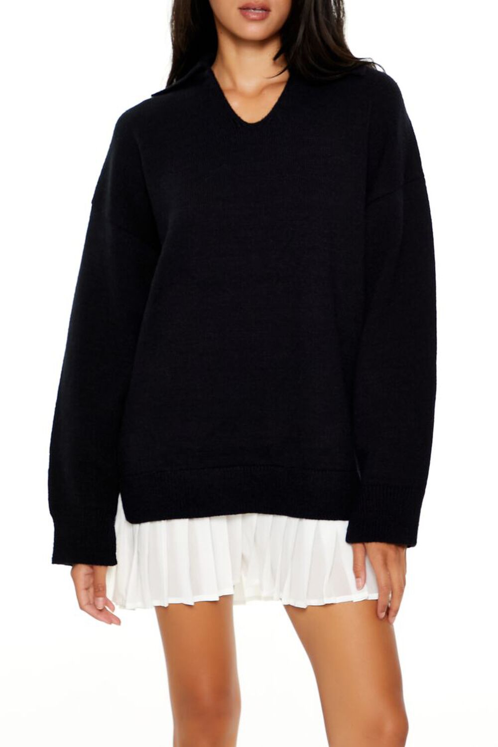 Pleated Combo Sweater Dress FOREVER21