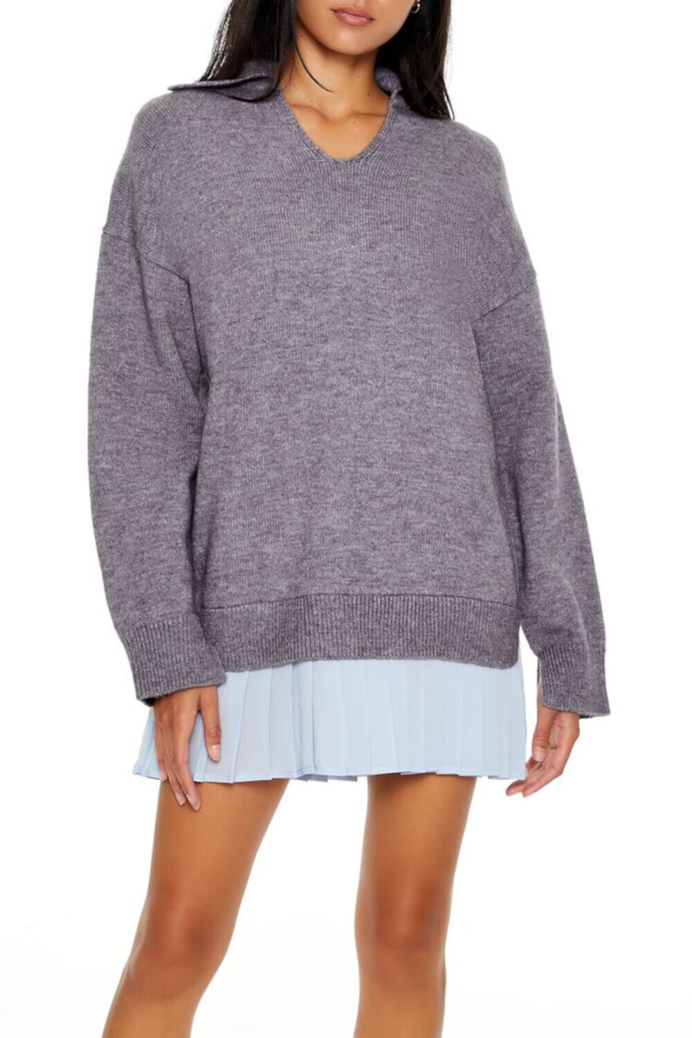 Pleated Combo Sweater Dress FOREVER21