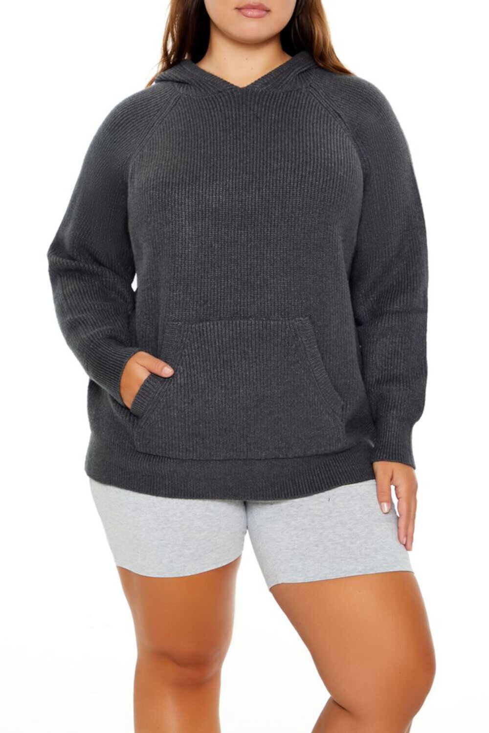 Plus Size Sweater-Knit Hoodie FOREVER21