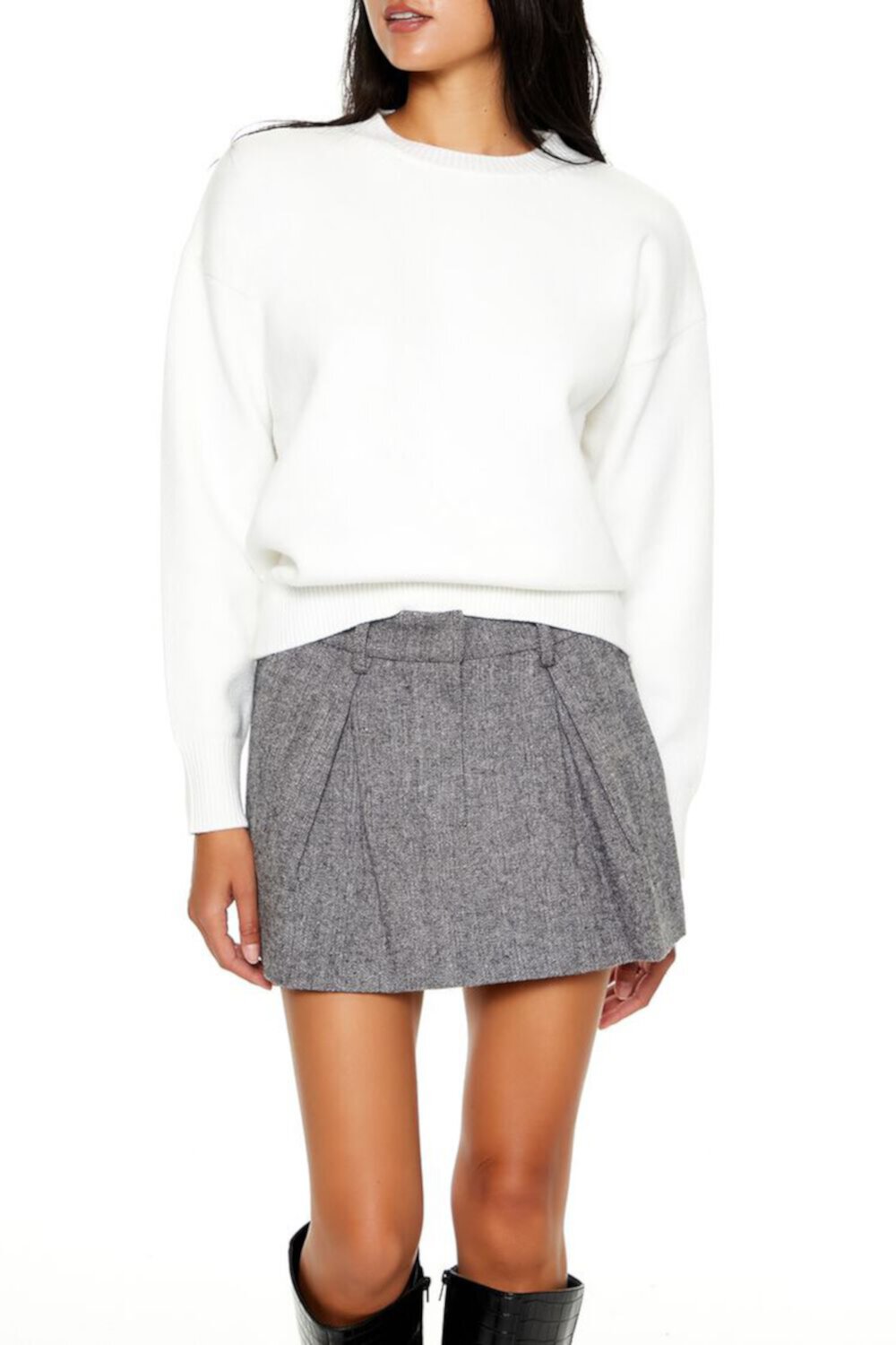 Drop-Sleeve Crew Sweater FOREVER21