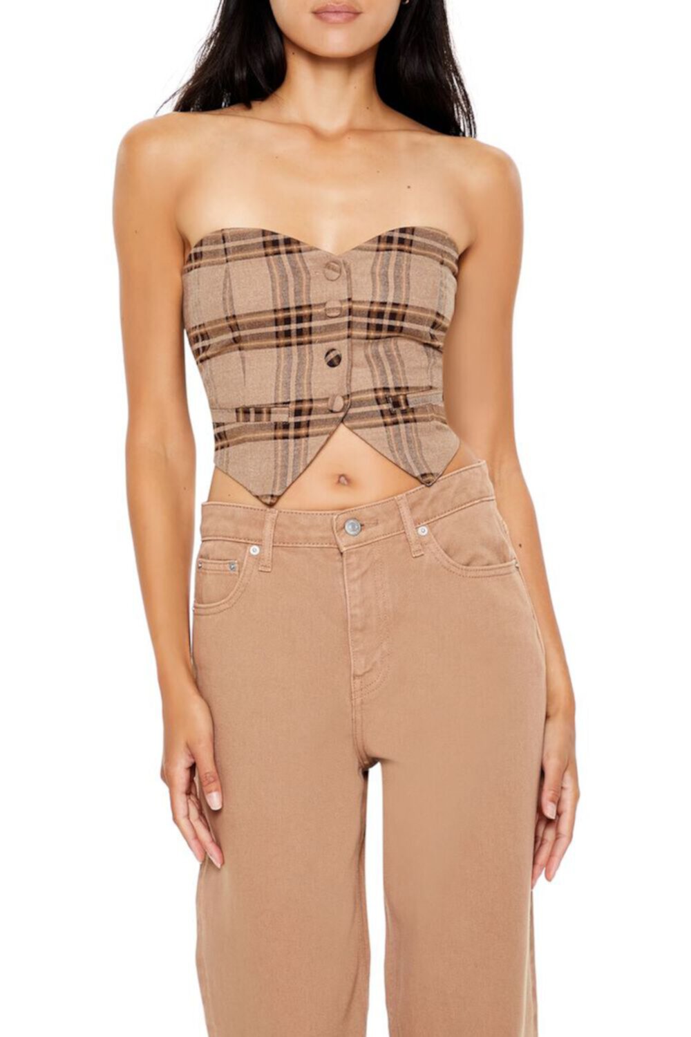 Plaid Sweetheart Tube Top FOREVER21