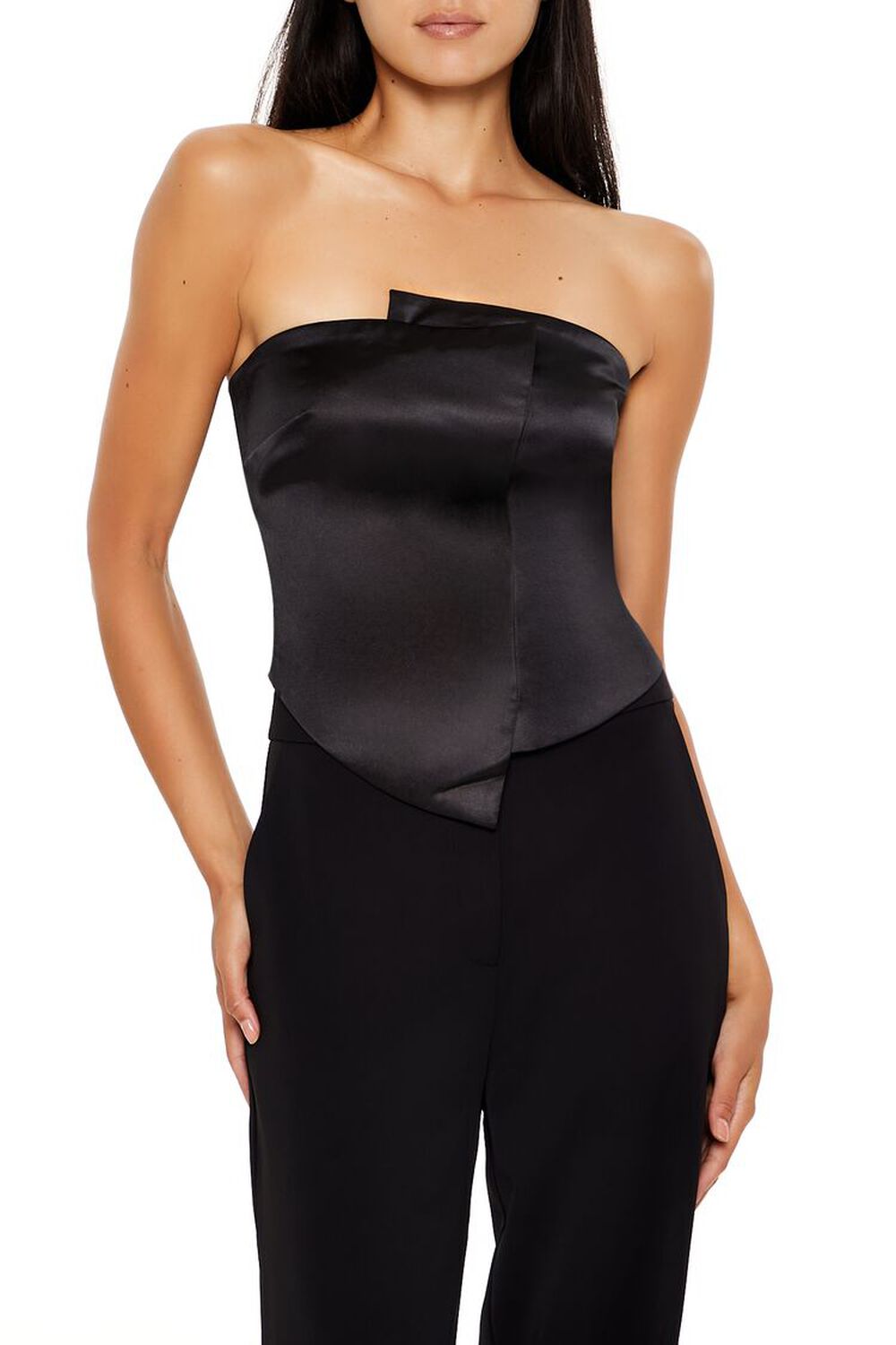 Asymmetrical Satin Crop Top FOREVER21