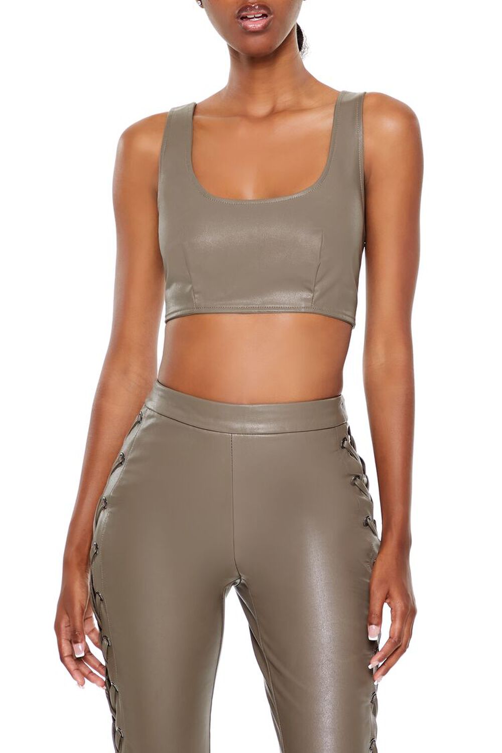 Faux Leather Crop Top FOREVER21