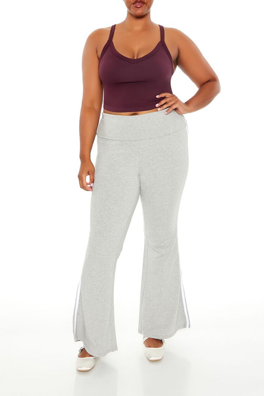 Plus Size Two-Tone Flare Leggings FOREVER21