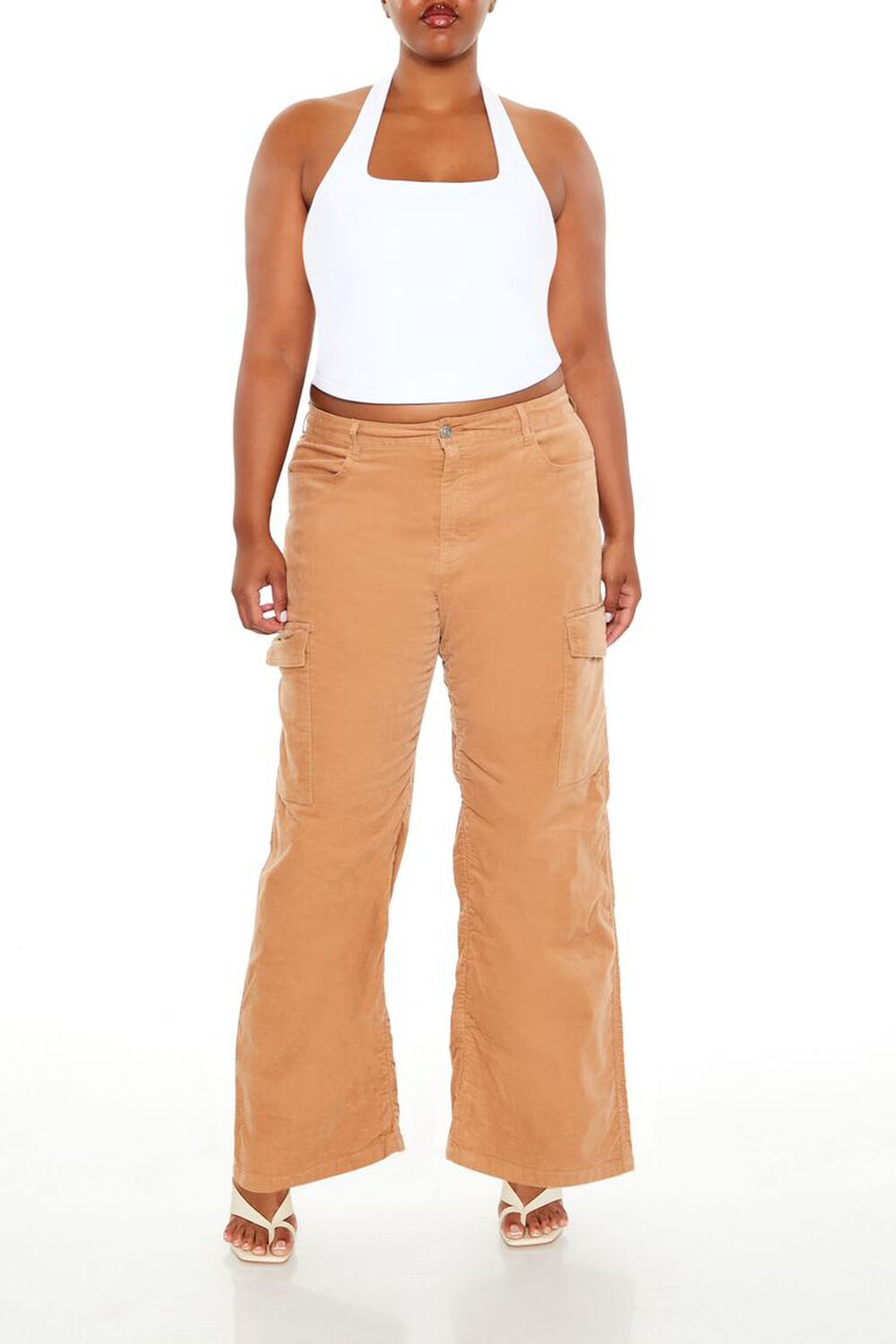 Plus Size Corduroy High-Rise Pants FOREVER21