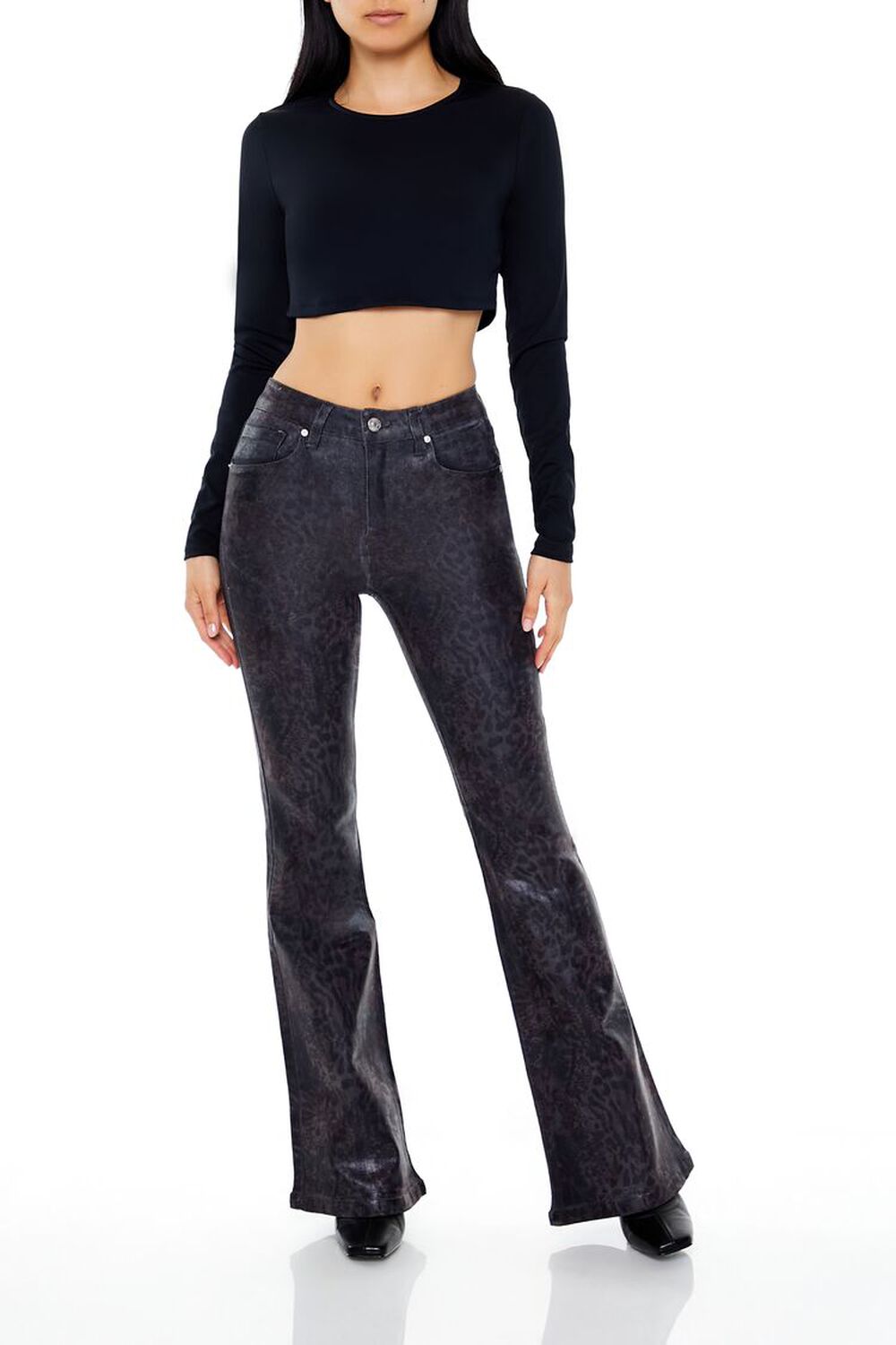 Leopard Print Mid-Rise Flare Pants FOREVER21