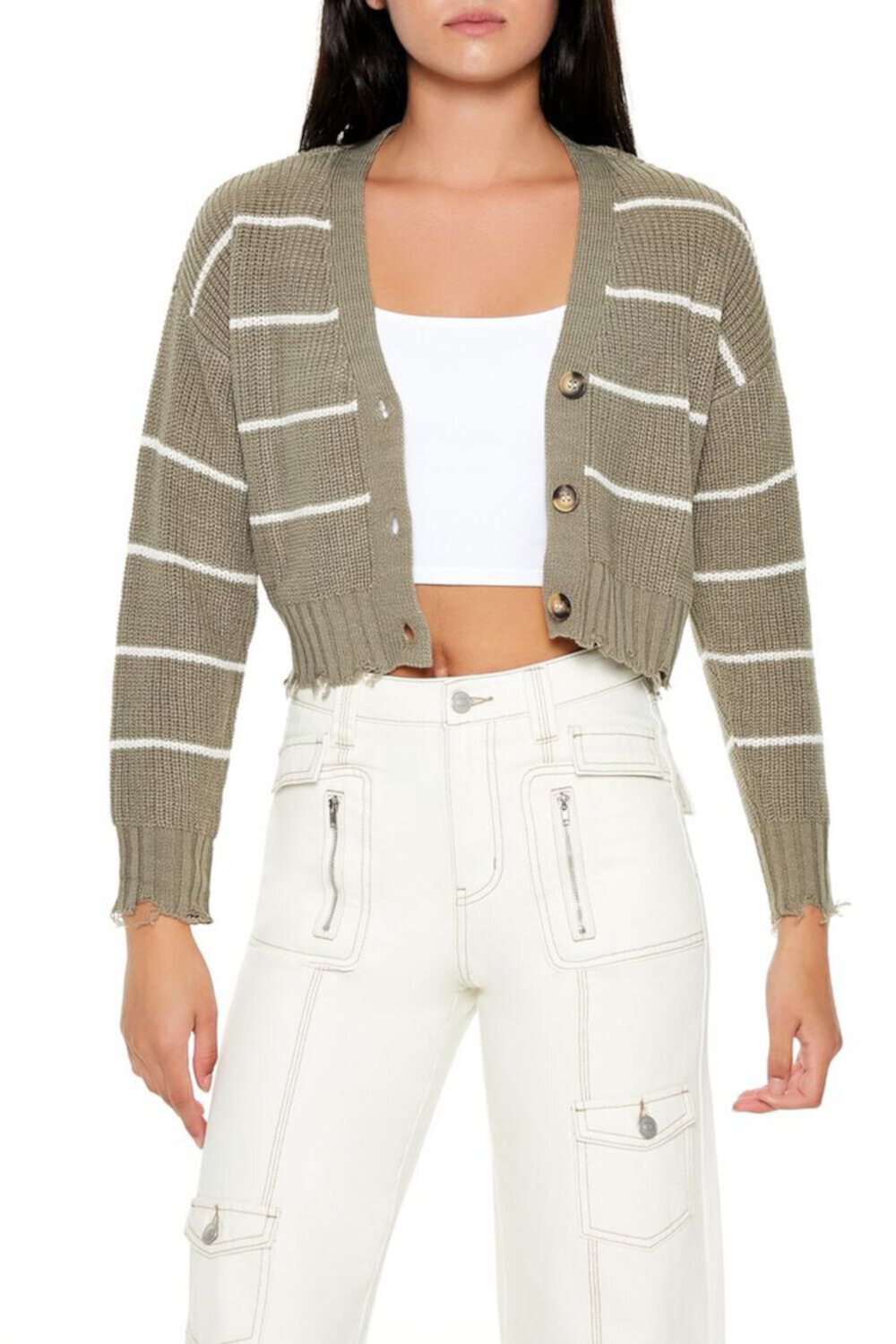 Pinstriped Cardigan Sweater FOREVER21