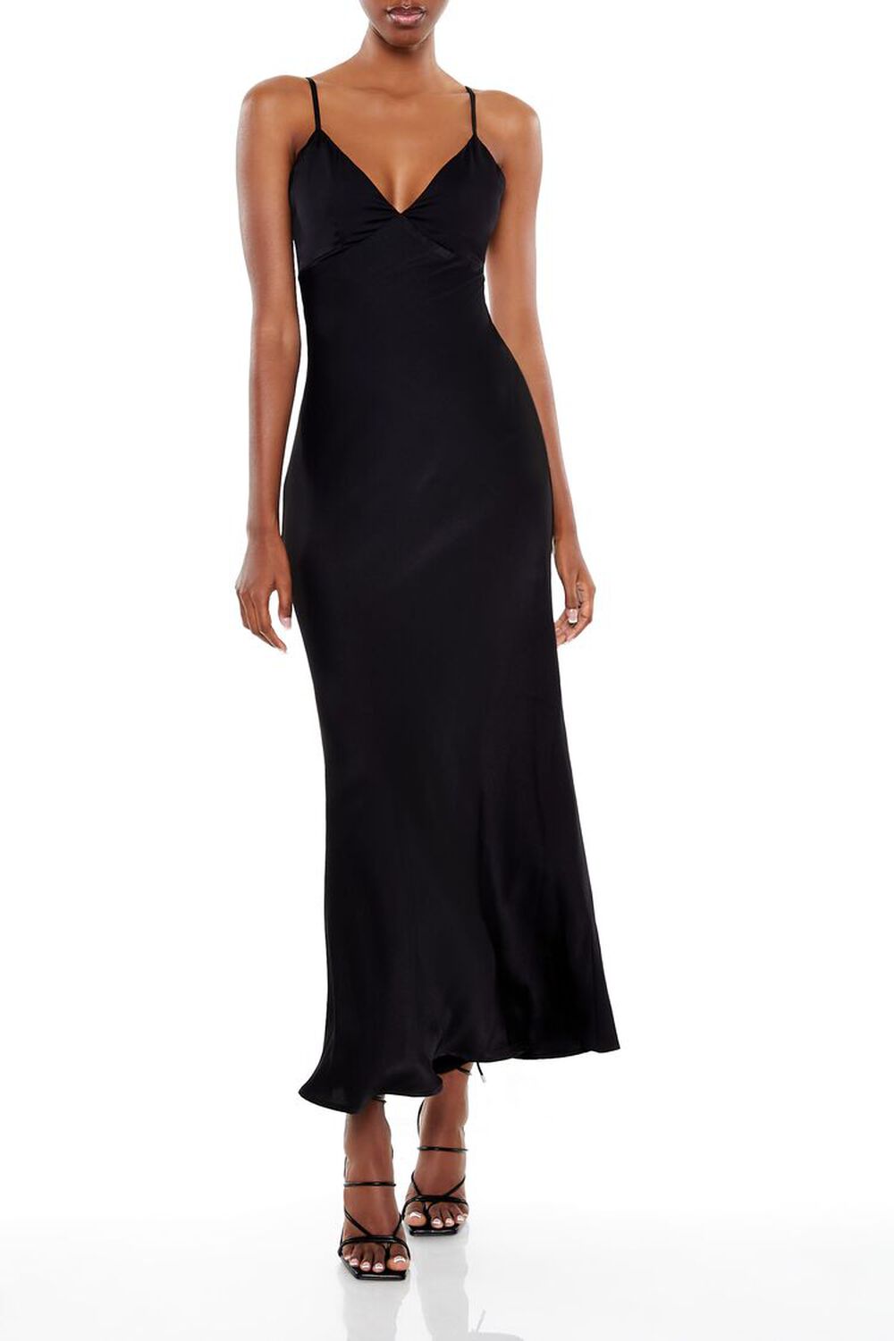 Satin Cutout Maxi Slip Dress FOREVER21