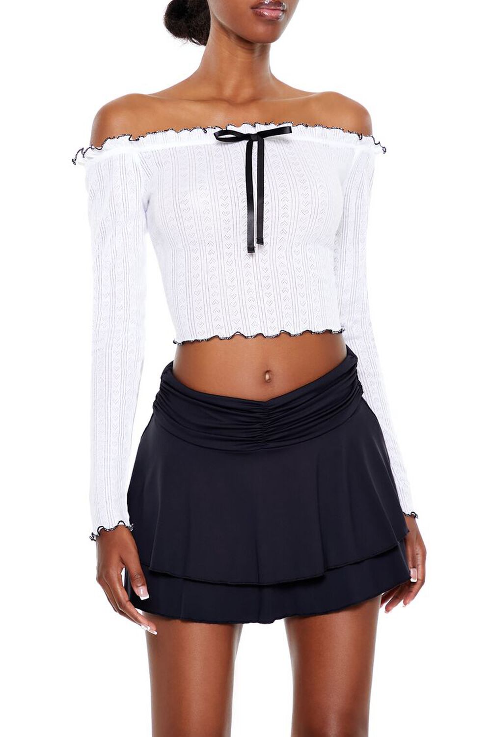 Женская Укороченная футболка FOREVER21 Off-The-Shoulder Crop FOREVER21