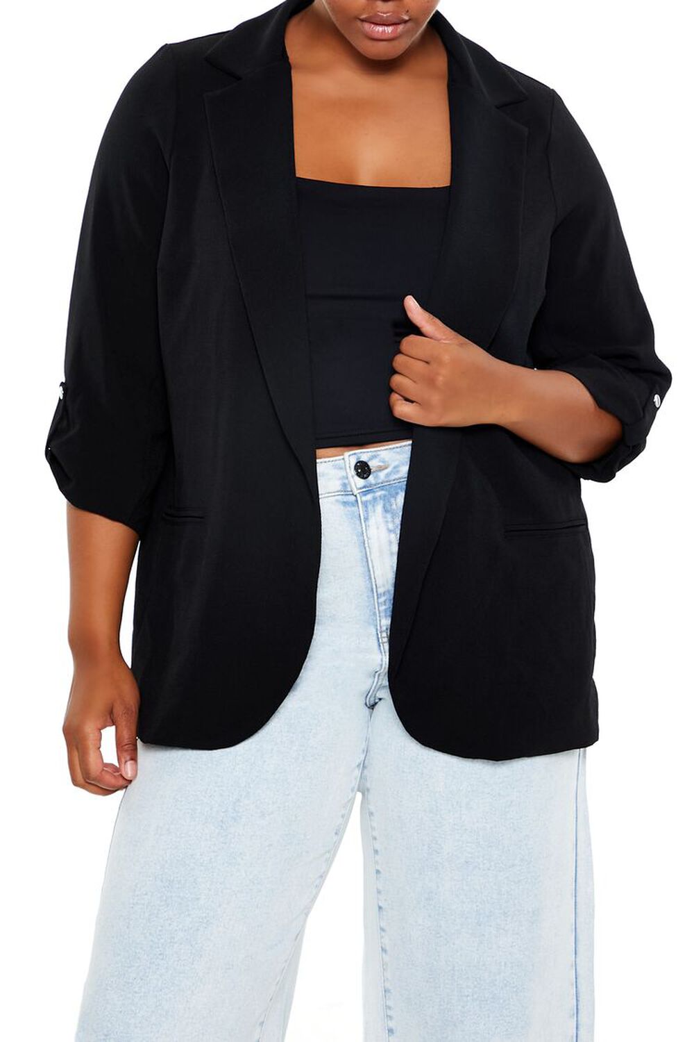 Plus Size Peak Lapel Blazer FOREVER21