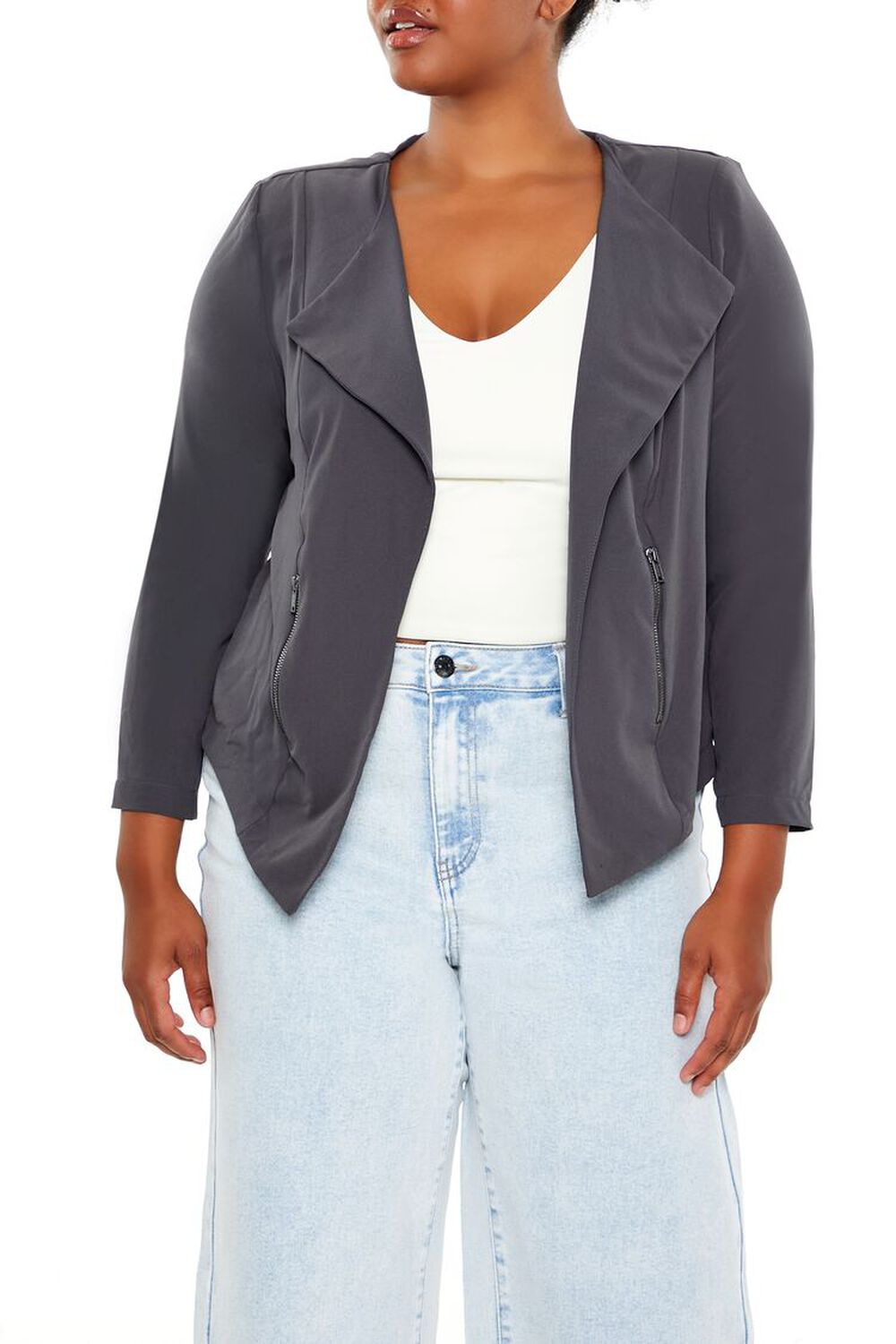 Plus Size Pointed Lapel Blazer FOREVER21