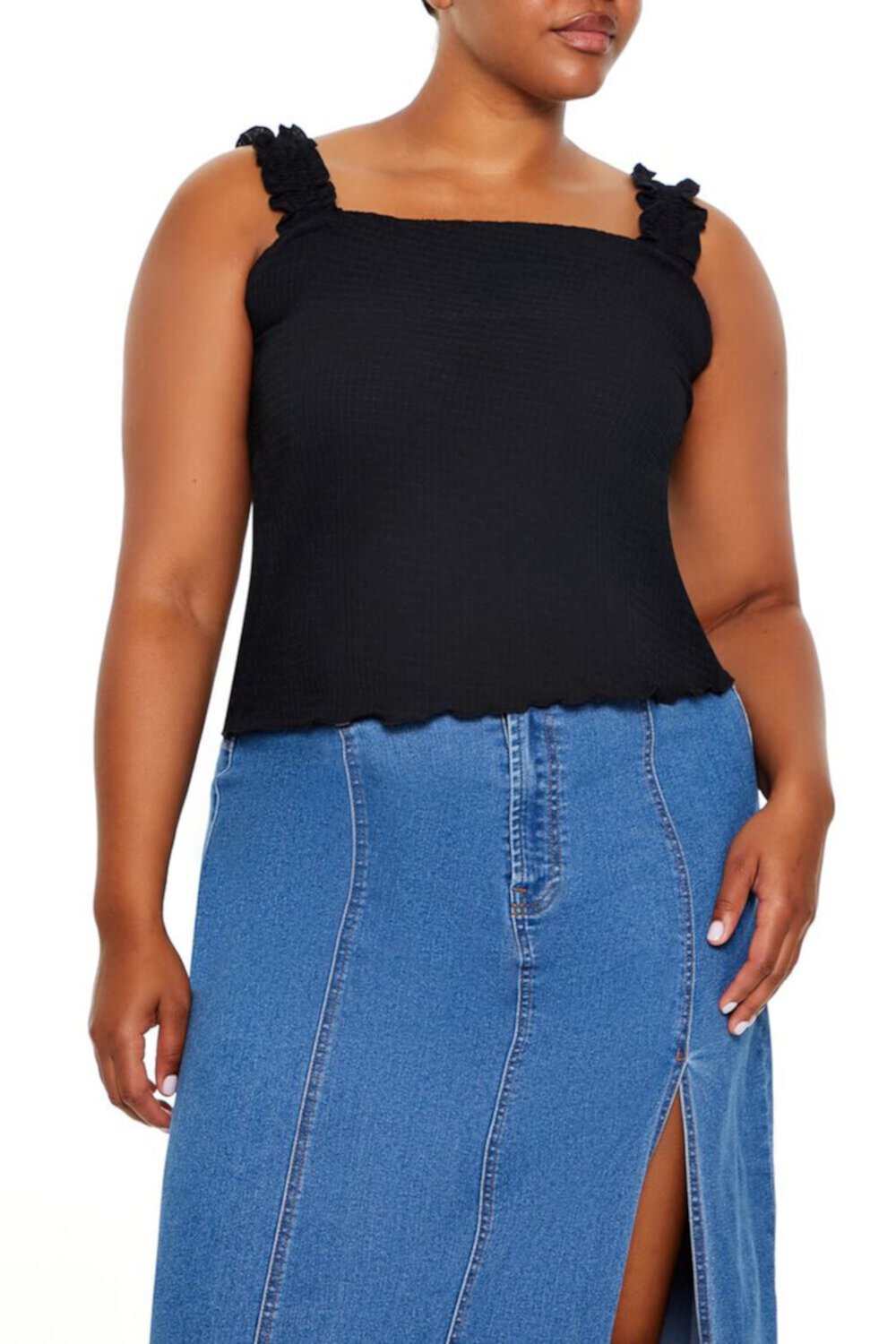 Plus Size Ruffle-Strap Tank Top FOREVER21