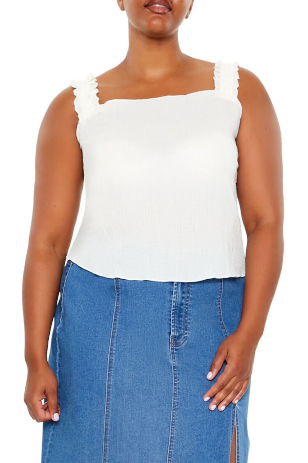 Plus Size Ruffle-Strap Tank Top FOREVER21