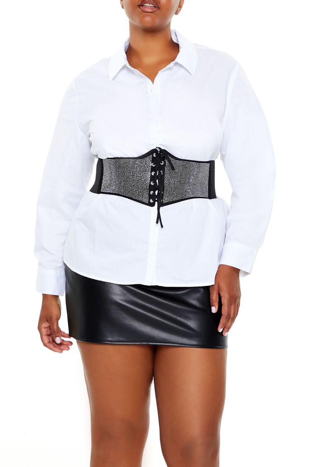 Plus Size Rhinestone Belt Shirt FOREVER21