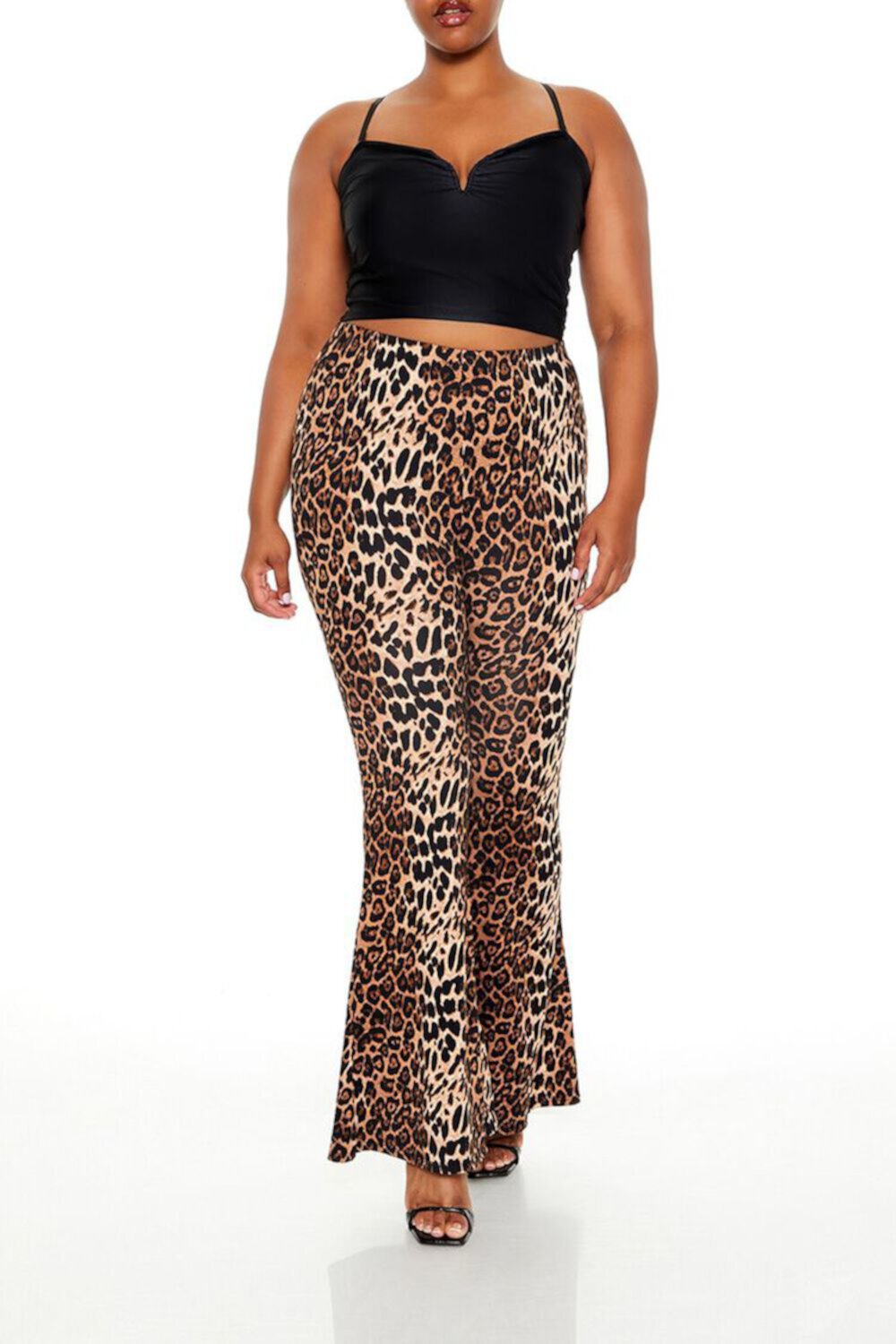 Plus Size Leopard Print Flare Pants FOREVER21