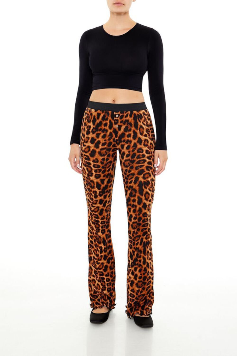 Leopard Print Flare Pants FOREVER21