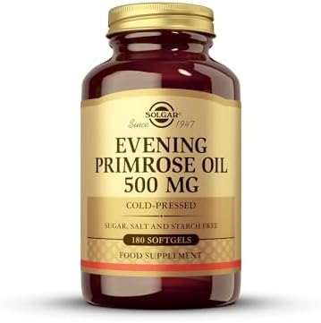 Solgar Evening Primrose Oil 500 mg, 180 Softgels - Promotes Healthy Skin & Cardiovascular Health - Nutritional Support for Women - Gluten Free, Dairy Free - 180 Servings Solgar