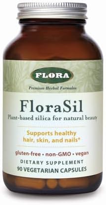 Flora FloraSil 90 Veg Capsules (Вегетарианские капсулы) - Silica Supplement with Horsetail Extract for Healthy Hair, Skin, and Nails* - Supports Collagen Formation Flora