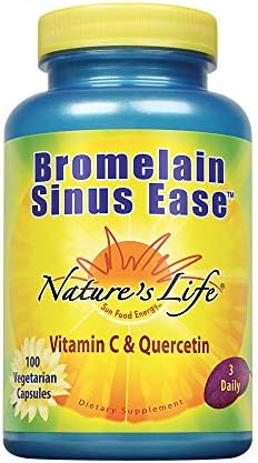 Nature's Life Bromelain Sinus Ease 1200mg with Vitamin C & Quercetin Sinus Health, Immune Function & Seasonal Support 100 Vegetarian Capsules (Вегетарианские капсулы) Nature's Life