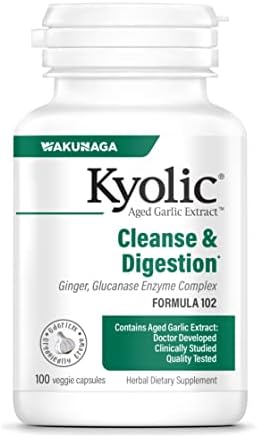 Kyolic Aged Garlic Extract Formula 102, Ginger and Glucanase Enzyme Complex, 100 Vegetarian Capsules (Вегетарианские капсулы) (Packaging May Vary) Kyolic