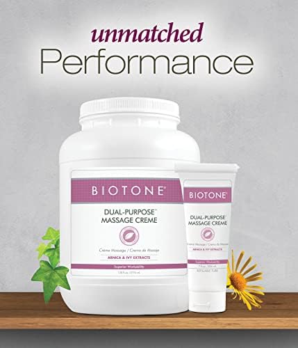 BIOTONE Dual-Purpose Massage Crème with Arnica and Ivy Extracts, Pure Ingredients, Effortless Glide, Luxurious Feel, More Workability, Less Reapplications Biotone