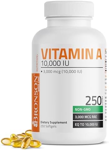 Bronson Vitamin A 10,000 IU Premium Non-GMO Formula Supports Healthy Vision & Immune System and Healthy Growth & Reproduction, 250 Softgels Bronson