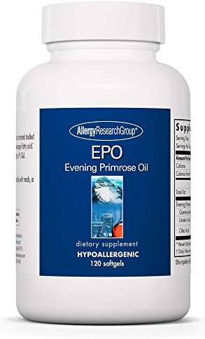 Allergy Research Group EPO - Evening Primrose Oil for Men & Women, for Dry Eyes, Omega-6, GLA Gamma-Linolenic Acid, 500mg Supplement - 120 Count Allergy Research Group