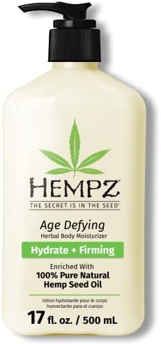 Hempz Age-Defy Body and Hand Lotion for Dry Skin, for Cracked & Crepey Skin, Quick Absorption Moisturizer, Large 17 oz Hempz