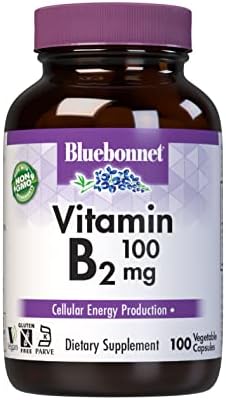 Витамин B2 100 мг, капсулы для поддержки сердечно-сосудистой и нервной систем, 100 шт, без сои и глютена Bluebonnet