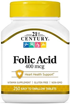 21st Century Folic Acid 400 mcg Tablets (Таблетки), 250 Count 21st Century