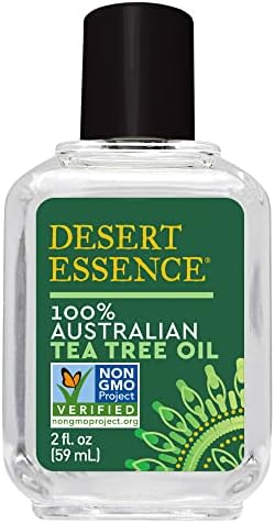 Desert Essence 100% Australian Tea Tree Oil Therapeutic Grade Essential Oil - Skin Cleansing, Clarifying, Soothing - Refreshing Air - Skin Care, Hair Care, Powerful Green Clean - Vegan, Non-GMO - 2oz Desert Essence