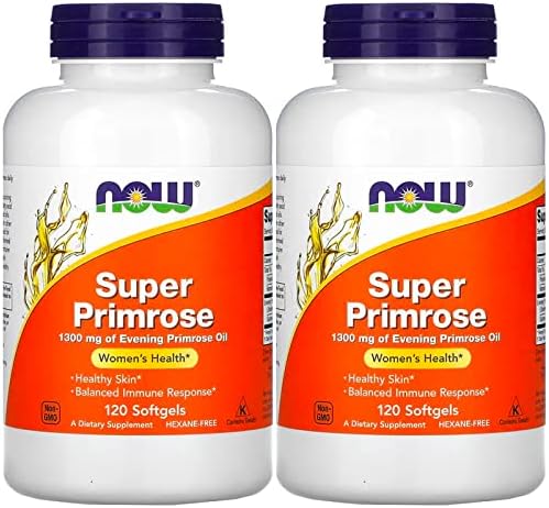 Now Foods Super Primrose 1300mg, 120 gels (Pack of 2) NOW Foods