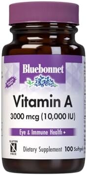 Bluebonnet Nutrition Vitamin A 10,000 IU from Deep Sea, Cold Water, Fish Oil - For Eye Health & Immune Function* - Gluten Free - Dairy Free - Molecularly Distilled - 100 Softgels (Мягкие капсулы) - 100 Servings (Порции) Bluebonnet