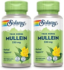 SOLARAY Mullein Leaf 330 mg - Soothing Herbal Support - Traditionally Used to Support Health and Wellness - Vegan, Non-GMO, Lab Verified, 60-Day Money-Back Guarantee, 100 Servings (Порции), 100 VegCaps Solaray