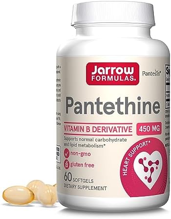 Jarrow Formulas Pantethine 450 mg - Derivative of Vitamin B5 - 60 Servings (Порции) (Softgels (Мягкие капсулы)) - Support Heart Health, Carbohydrate & Lipid Metabolism - Coenzyme A (CoA) Precursor - Pantothenic Acid Supplement Jarrow Formulas