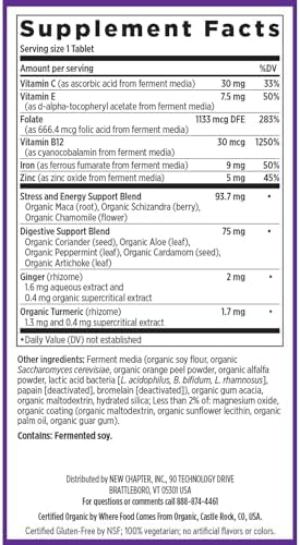 New Chapter Iron Supplement, Whole-Food Fermented Iron Complex Made with Organic Vegetables & Herbs + One Daily Non-Constipating Dose- 60ct, 2 Month Supply New Chapter