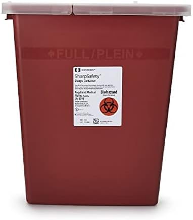 Sharps Container, SharpSafety 1-Piece 17-1/2 H X 15-1/2 W X 11 D Inch 8 Gallon Red Hinged Lid, 8980- - Case of 10 Ensur