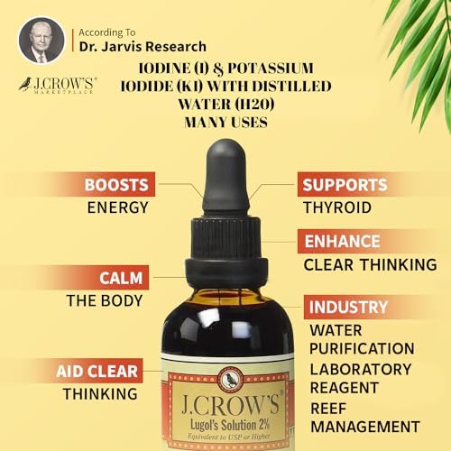 J.CROW'S® Lugol's Solution of Iodine 2% 2 oz (Унции) Three Pack (3 Bottles) J. Crow's