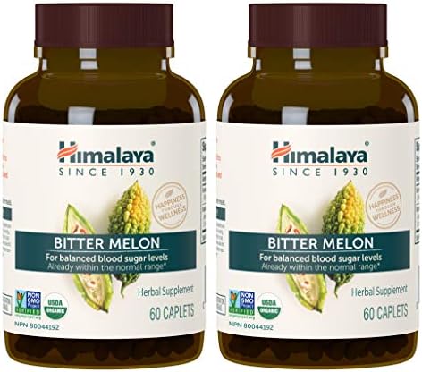 Himalaya Organic Bitter Melon/Karela Herbal Supplement, Glycemic Support and Weight Management, USDA Certified Organic, Non-GMO, Vegan, 660 mg, 60 Plant-Based Caplets, 2 Pack Himalaya