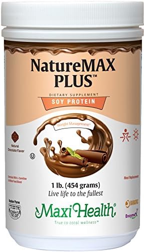 Порошок соевый белок NatureMAX Plus - 20 г белка на порцию, без сахара, натуральный шоколад Maxi Health