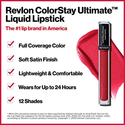 REVLON ColorStay Ultimate Liquid Lipstick, Satin-Finish Longwear Full Coverage Lip Color, Ultimate Orchid (006), 0.07 oz Revlon