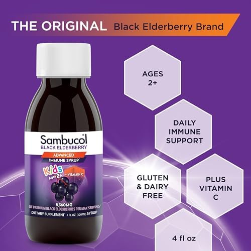 Sambucol Black Elderberry Syrup for Kids - Elderberry Extract Kids, Kids Elderberry Syrup, Black Elderberry for Kids, Kids Immune Support - 4 Fl Oz Sambucol