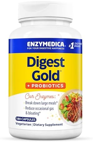 Enzymedica Digest Gold + Probiotics, 2-in-1 Formula for Gut Health, Digestive Enzymes & 1.5 Billion Active Probiotic Cultures, 45 Count Enzymedica